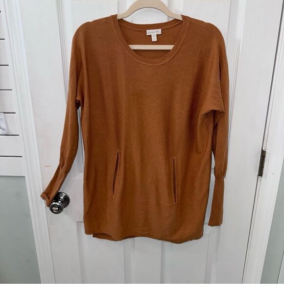 Garnet Hill Organic-Cotton Pocket-Detail long Sweater size XS-  in rust- EUC! - Picture 12 of 13